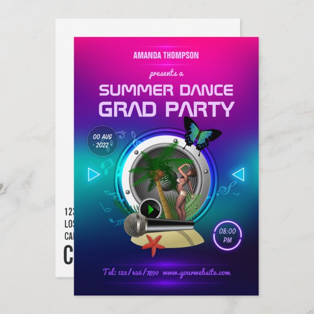 Club Summer Dance Music Party Ad Invitation (Front/Back)