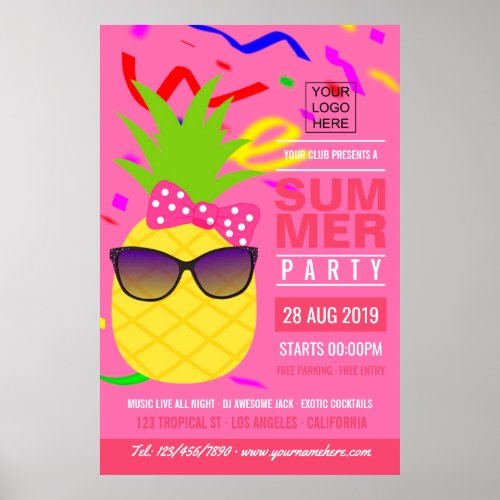Club Summer Music Festival add logo advertisement Poster