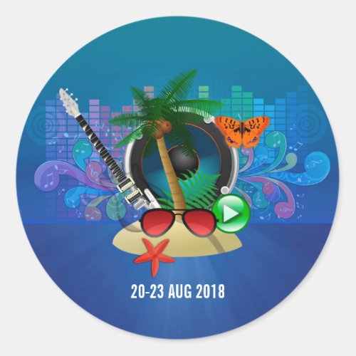 Club Summer Music Festival Classic Round Sticker