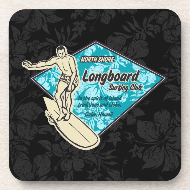 Club Surfing Diamond Hawaiian Tiki Bar Coasters (Front)