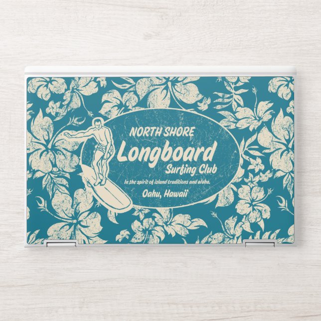 Club Surfing Hawaiian Retro Logo Teal HP Laptop Skin (Front)