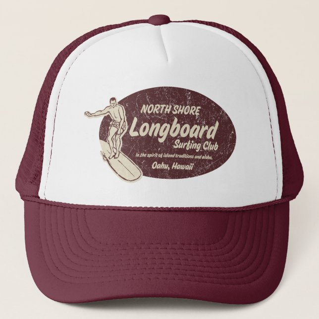 Club Surfing in Burgundy Trucker Hat (Front)