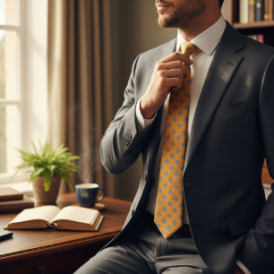 Club Symbol Pattern Golden Bell Neck Tie