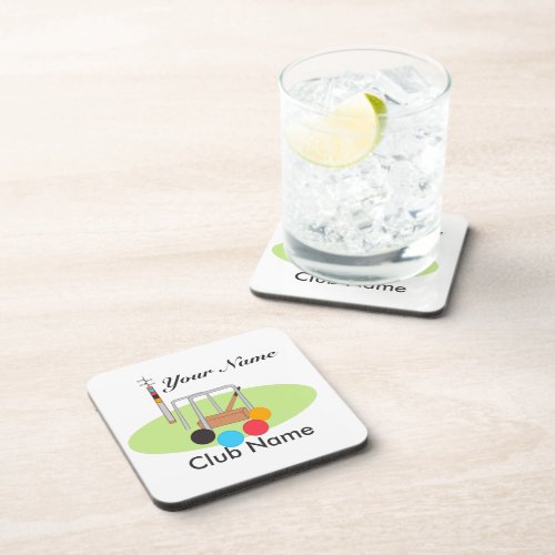 Club Team Player Personalized Croquet Beverage Coaster
