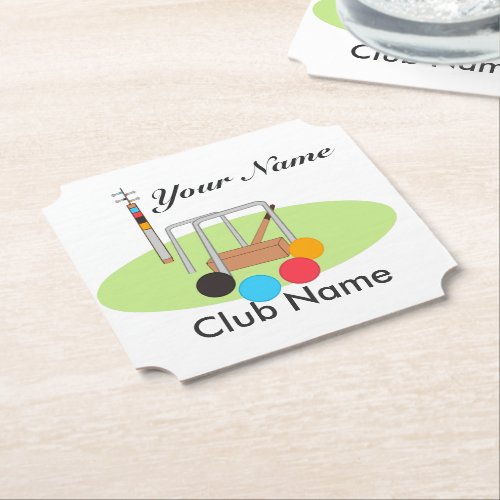 Club Team Player Personalized Croquet Paper Coaster