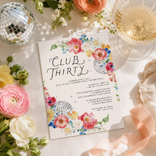Club Thirty Garden Disco 30th Birthday Invitation