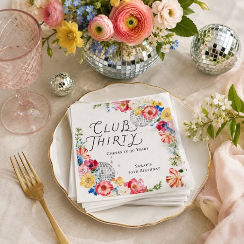Club Thirty Garden Disco Birthday Napkins