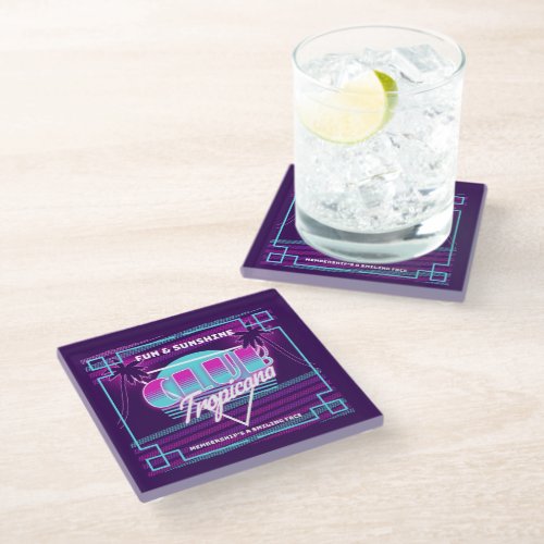 Club Tropicana Neon Sign Glass Coaster