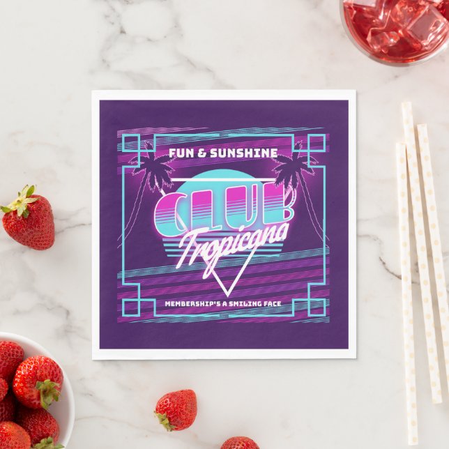 Club Tropicana Neon Sign Napkins (Insitu)