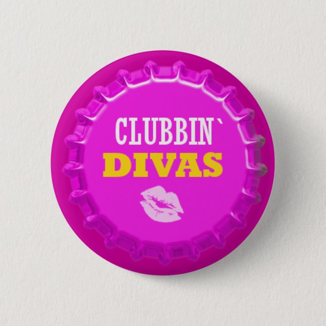 Clubbin Divas Bottle Cap Backpack Hat Button Pin (Front)