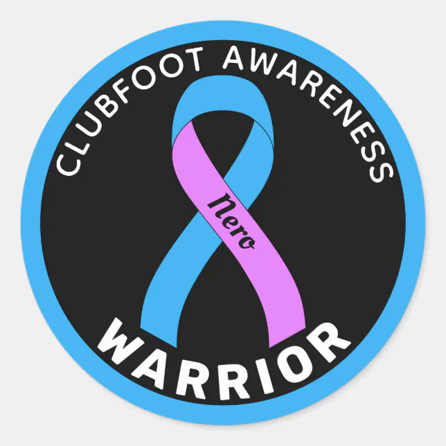 Clubfoot Awareness Warrior Ribbon Black Classic Round Sticker | Zazzle