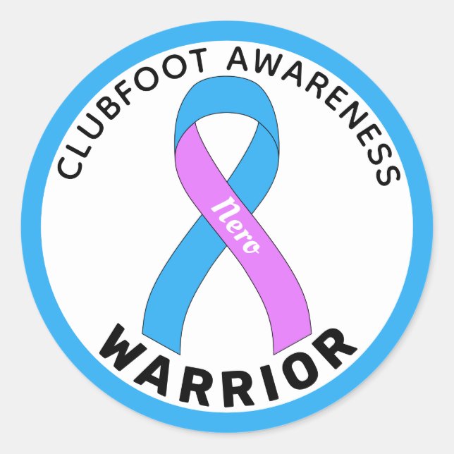 Clubfoot Awareness Warrior Ribbon White  Classic Round Sticker (Front)