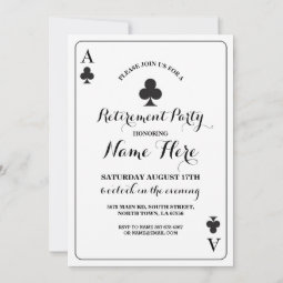 Clubs Playing Card Vegas Retirement Party Invite | Zazzle