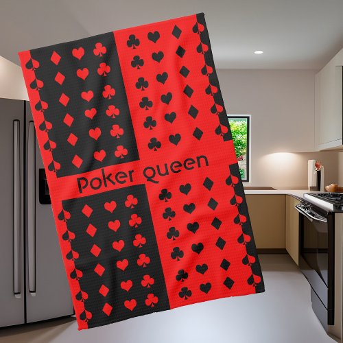Clubs spades hearts diamonds _ poker queen  kitchen towel