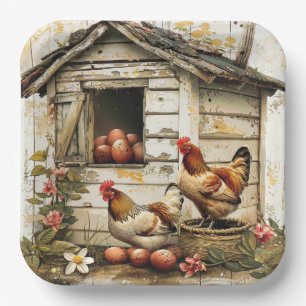 Cluck and Bloom Party Paper Plate