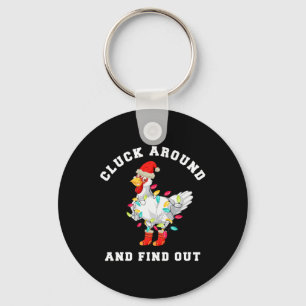 Cluck Around And Find Out Fun Christmas Chicken  Keychain