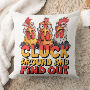 Cluck Around Chickens Throw Pillow
