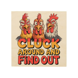 Cluck Around Chickens Wood Wall Art