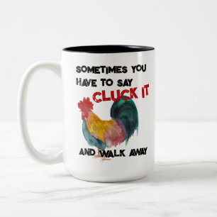 Cluck It Funny Farm Rooster Two-Tone Coffee Mug