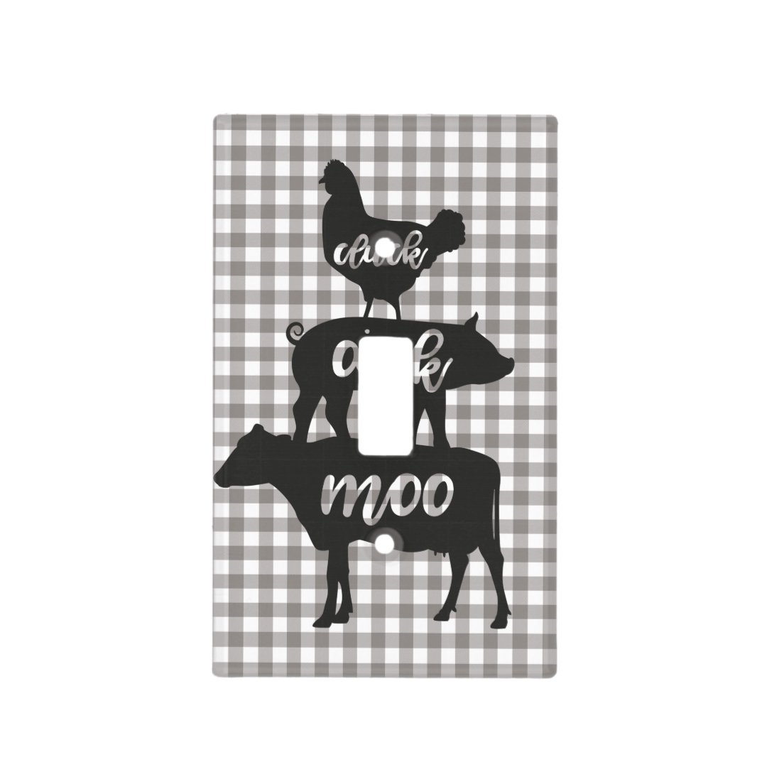 Cluck Oink Moo Chicken Cow Pig Farmhouse Kitchen Light Switch Cover ...