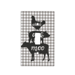Cluck Oink Moo Chicken Cow Pig Farmhouse Kitchen Light Switch Cover