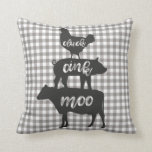 Cluck Oink Moo Chicken Cow Pig Farmhouse Plaid Throw Pillow<br><div class="desc">Pillow.</div>