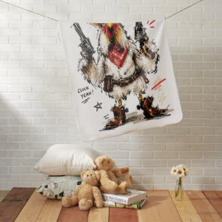 Cluck Yeah! Cowboy Rooster with Pistols Baby Blanket