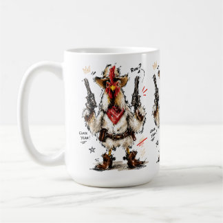 Cluck Yeah! Cowboy Rooster with Pistols Coffee Mug