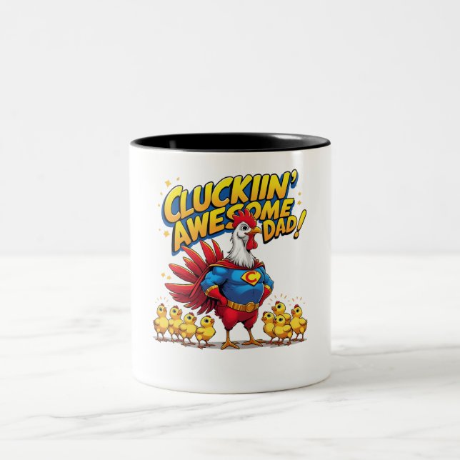 Cluckin’ Awesome Dad – Funny  Two-Tone Coffee Mug (Center)