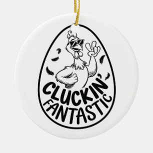 Cluckin' Fantastic Chicken-Themed Humorous Design  Ceramic Ornament