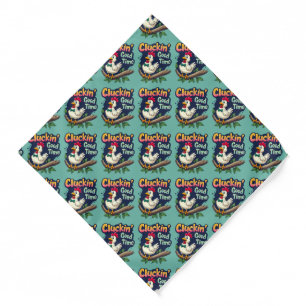 Cluckin' Good Time Funny Chicken Illustration Bandana