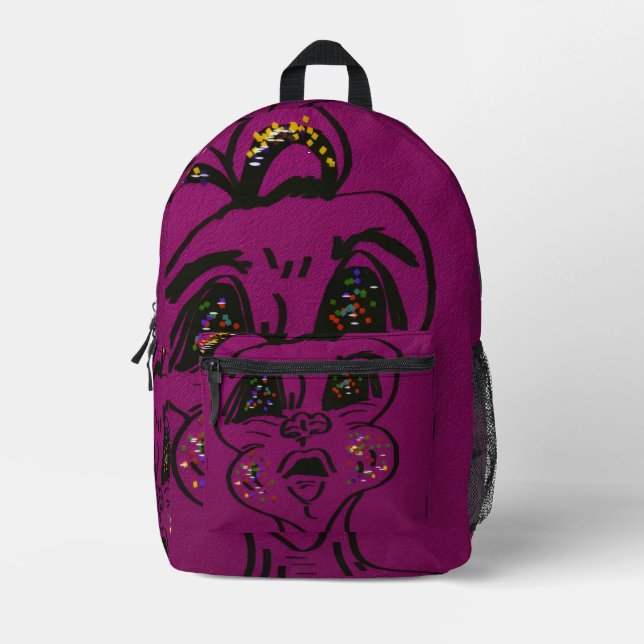 Clueless Bunny  Printed Backpack (Front)