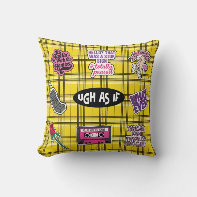 Clueless inspired ugh as if 90s theme party paper  throw pillow (Front)