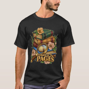Clues In The Pages Vintage Mystery Book Stack T-Shirt