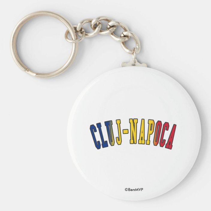 Cluj-Napoca in Romania National Flag Colors Keychain