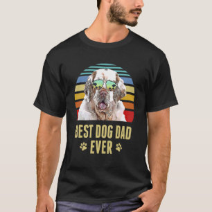 Clumber Spaniel Best Dog Dad Ever Retro Sunset T-Shirt