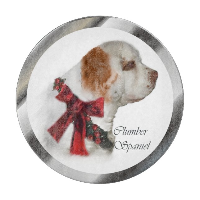 Clumber Spaniel Christmas Cutting Board (Front)