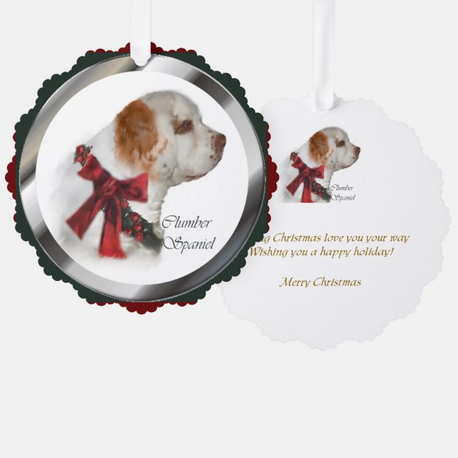 Clumber Spaniel Christmas Gifts Ornament Card (Front/Back)