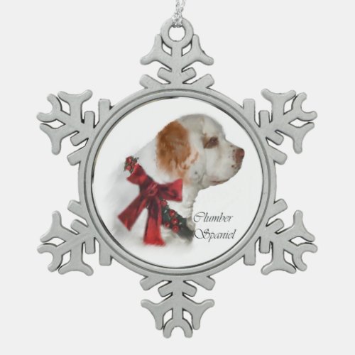 Clumber Spaniel Christmas Snowflake Pewter Christmas Ornament