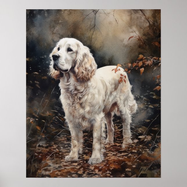 Clumber Spaniel Dog Art Print Poster (Front)