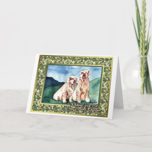 Clumber Spaniel Dog Blank Christmas Card