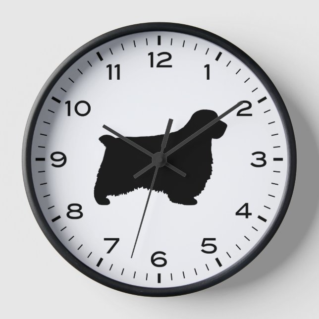 Clumber Spaniel Dog Breed Silhouette Clock (Front)