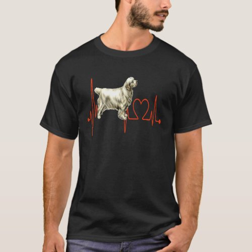 Clumber Spaniel Dog Heartbeat EKG My Dogs Are My C T_Shirt