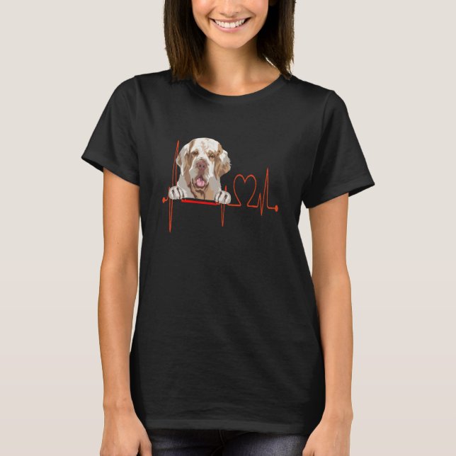 Clumber Spaniel Dog Heartbeat EKG My Dogs Are My C T-Shirt (Front)