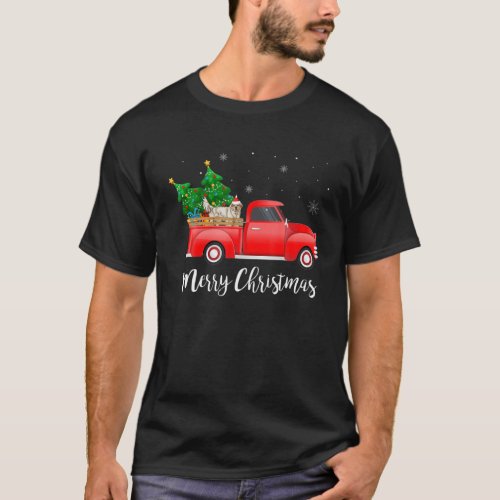 Clumber Spaniel Dog Riding Red Truck Christmas T_Shirt