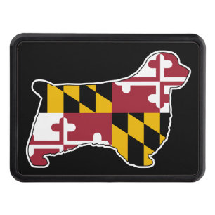 Clumber Spaniel Dog Silhouette with Maryland Flag Hitch Cover