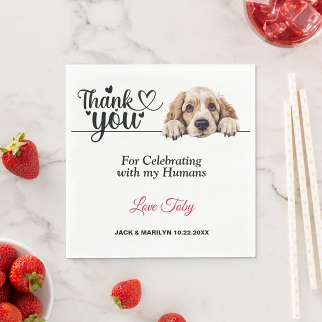 Clumber Spaniel Dog Wedding Napkings with Photo Napkins (Insitu)