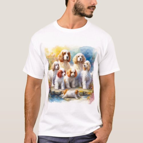 Clumber Spaniel Dogs 060624AREF107 _ Watercolor T_Shirt