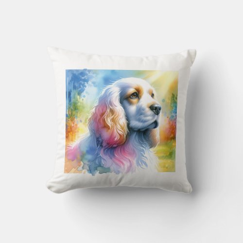 Clumber Spaniel in Watercolor Elegance AREF809 _ W Throw Pillow