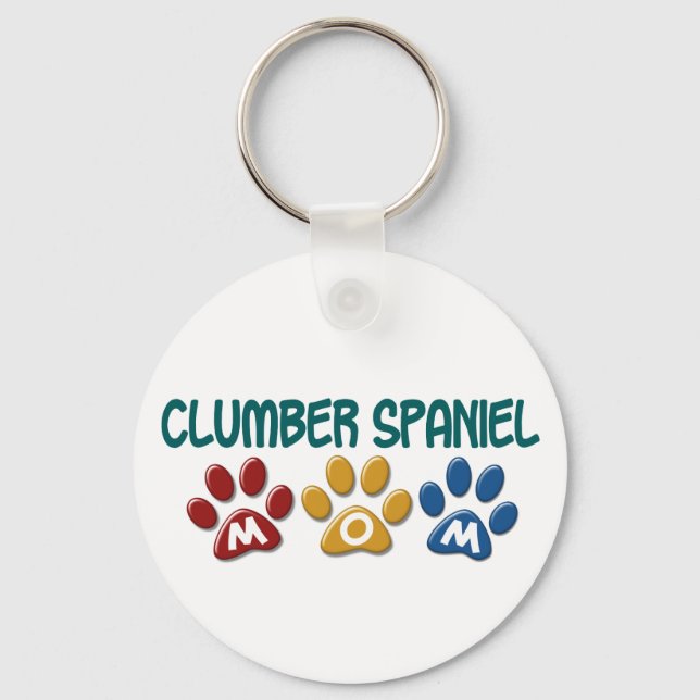 CLUMBER SPANIEL Mom Paw Print 1 Keychain (Front)